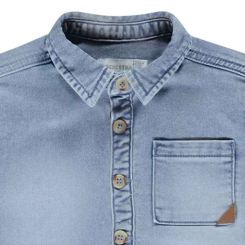 Camisa sobre efecto denim con bolsillos tipo plastrón para bebé niño 
