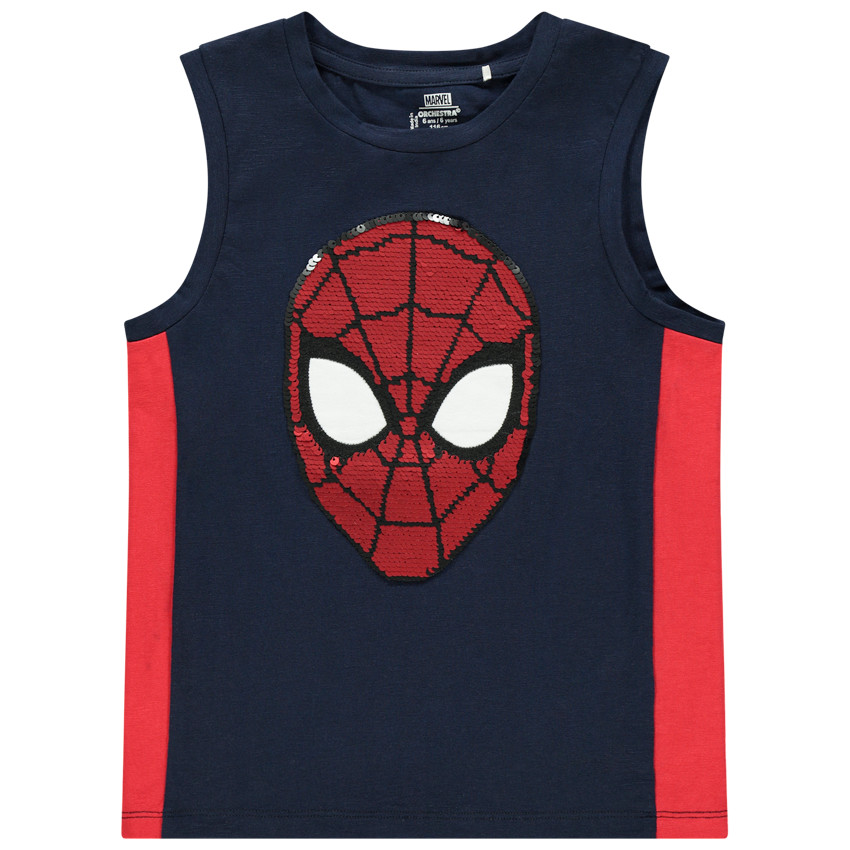 Débardeur en coton motif Spider-man en sequins magiques 