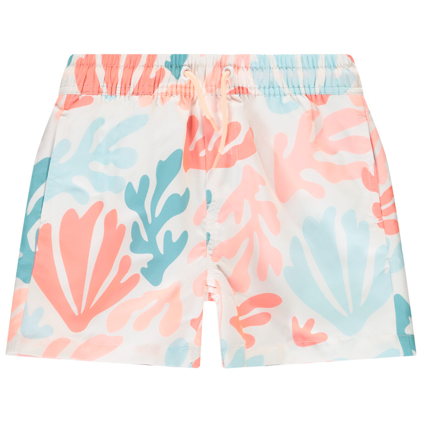 Bañador tipo short con estampado de corales de colores para niño 