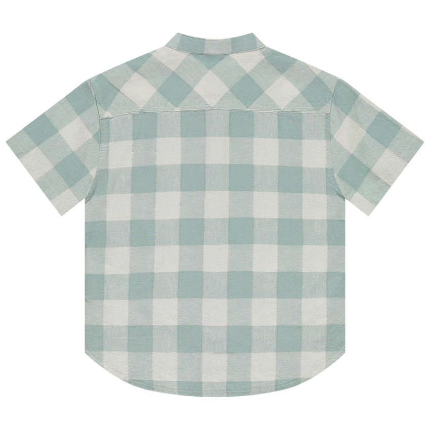 Camisa de cuadros de manga corta con cuello mao para niño 