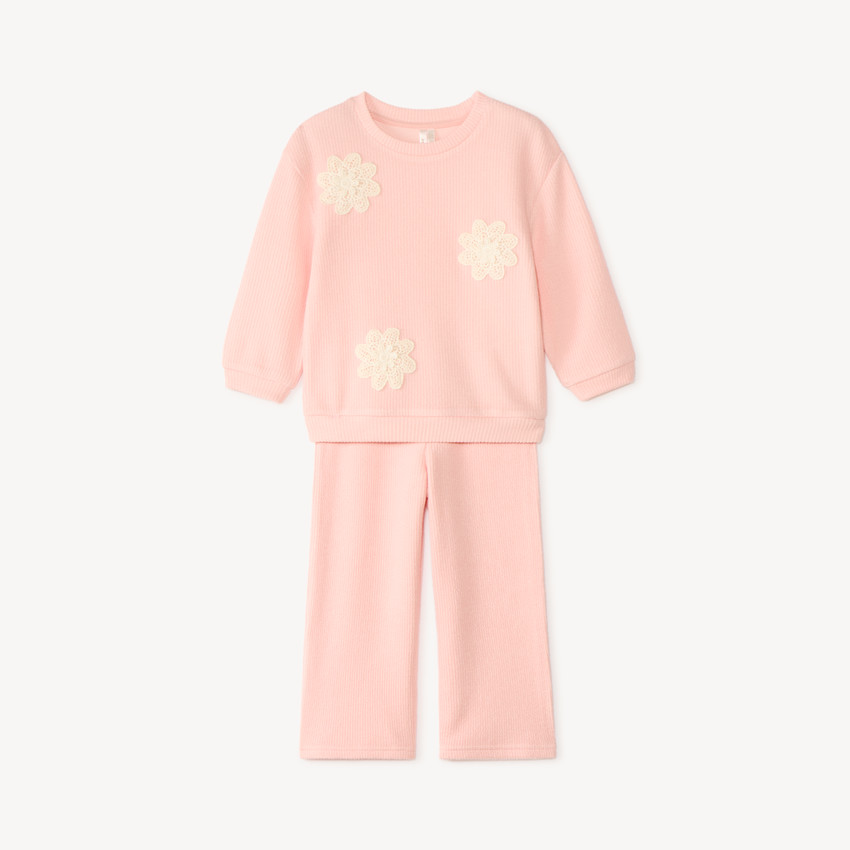 Conjunto de chándal oversize con flores de ganchillo para niña bebé 