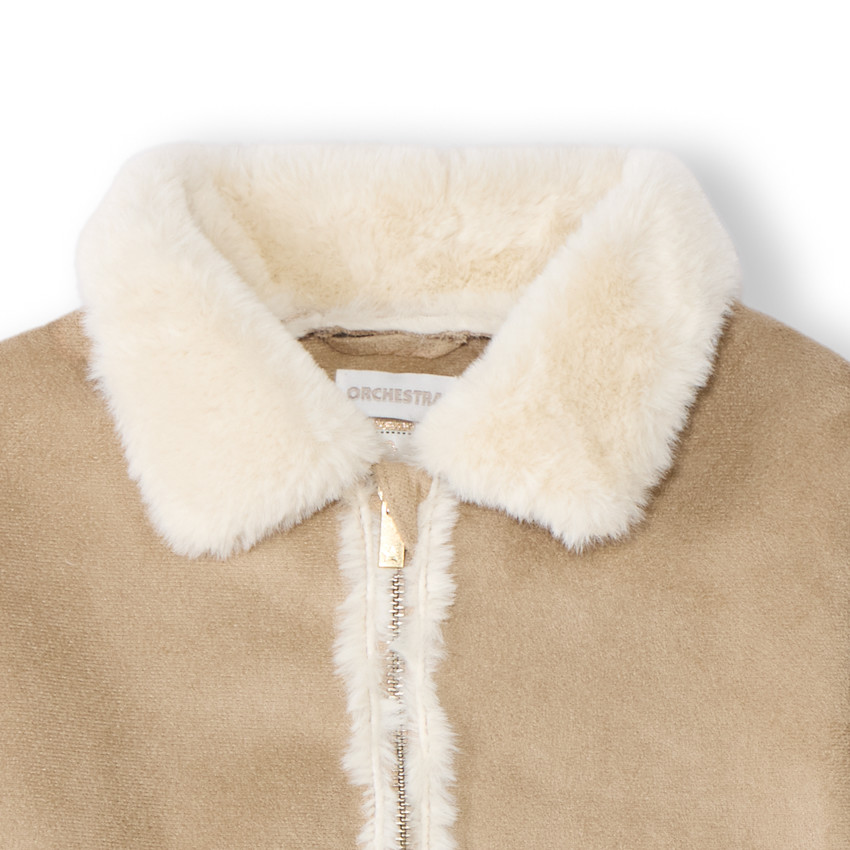 Chaqueta bicolor de ante sintético con respaldo de pelo sintético niña 