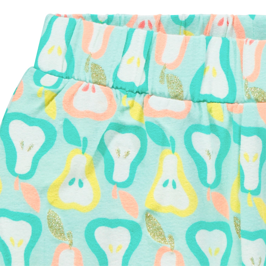 Conjunto camiseta sin mangas estampado frutas y pantalón corto estampado peras 