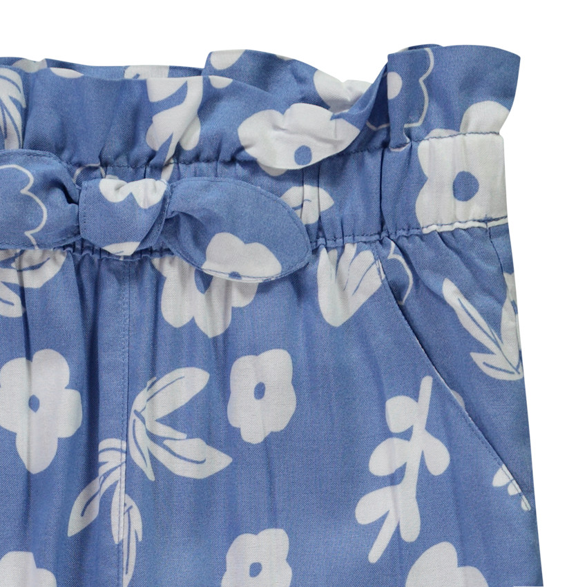 Pantalón ancho y fluido estampado flores para niña 