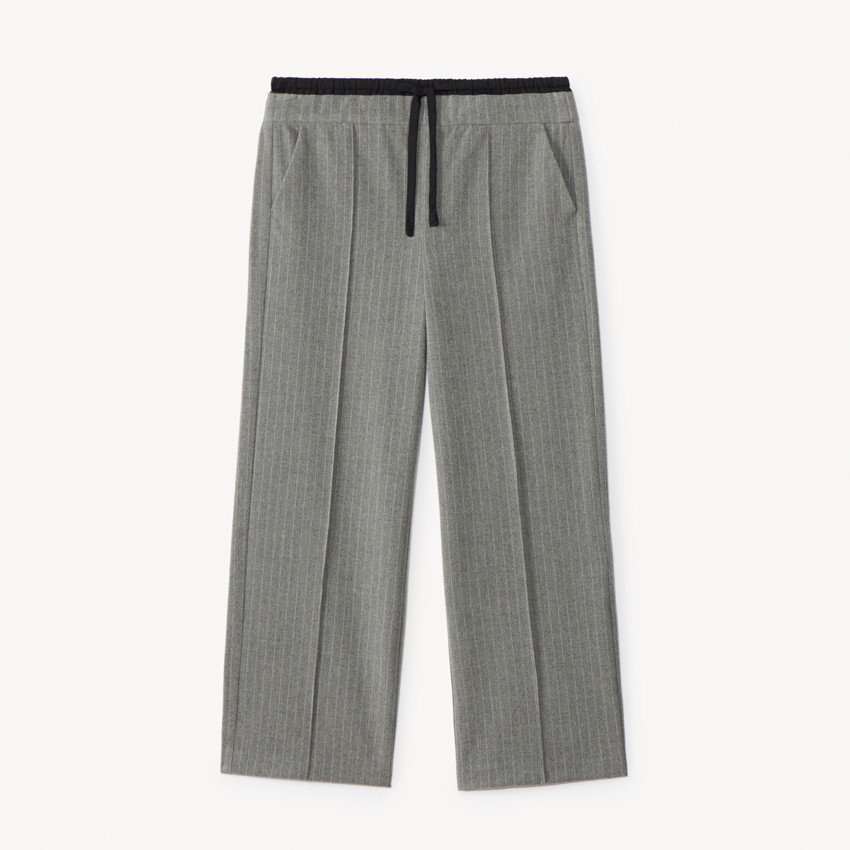 Pantalón ancho de rayas con efecto doble cintura niña 