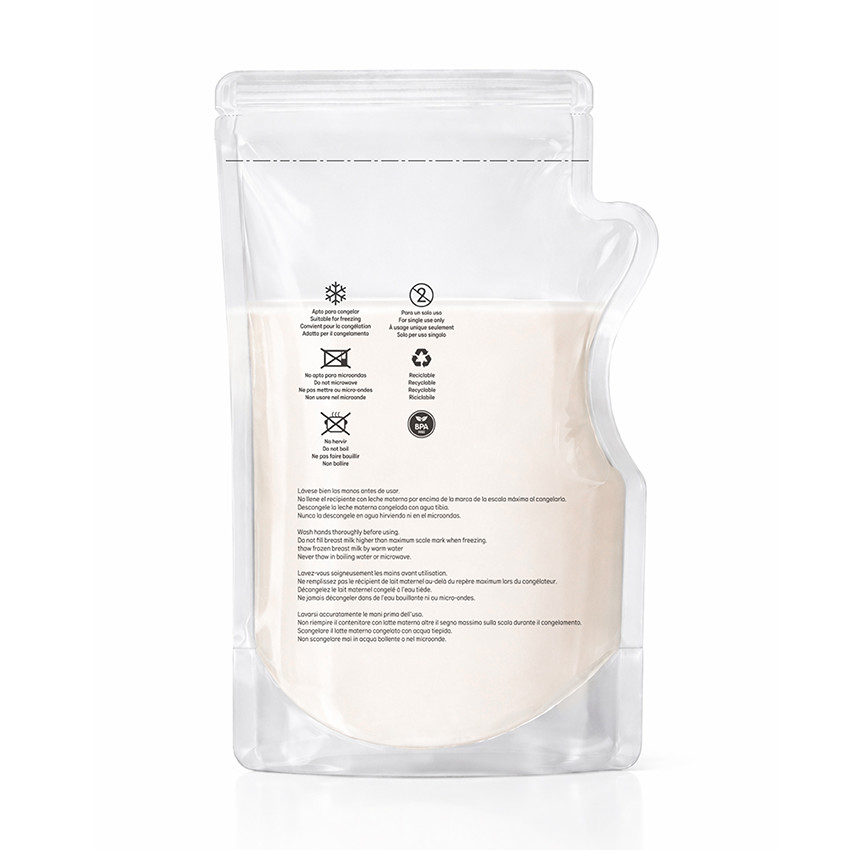 Bolsas para leche materna graduadas con boquilla vertedora 25 uds. 