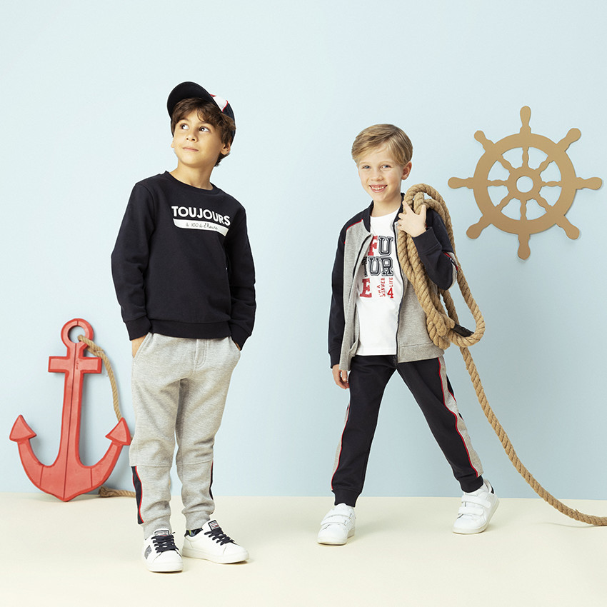 Pantalón jogging felpa bandas contraste 