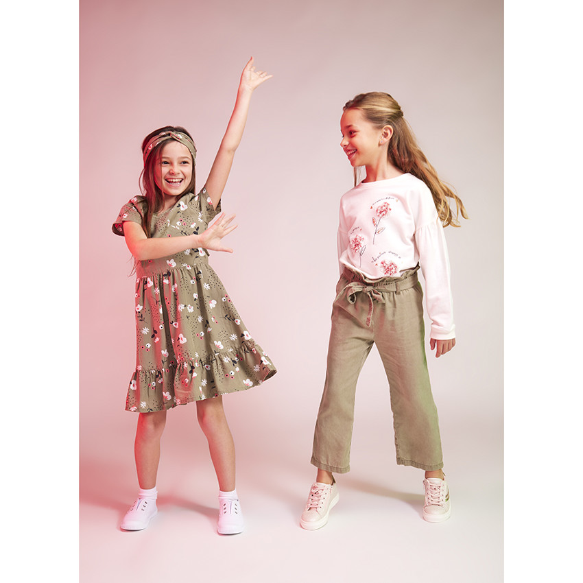 Robe patineuse manches courtes avec imprimé floral pour fille 