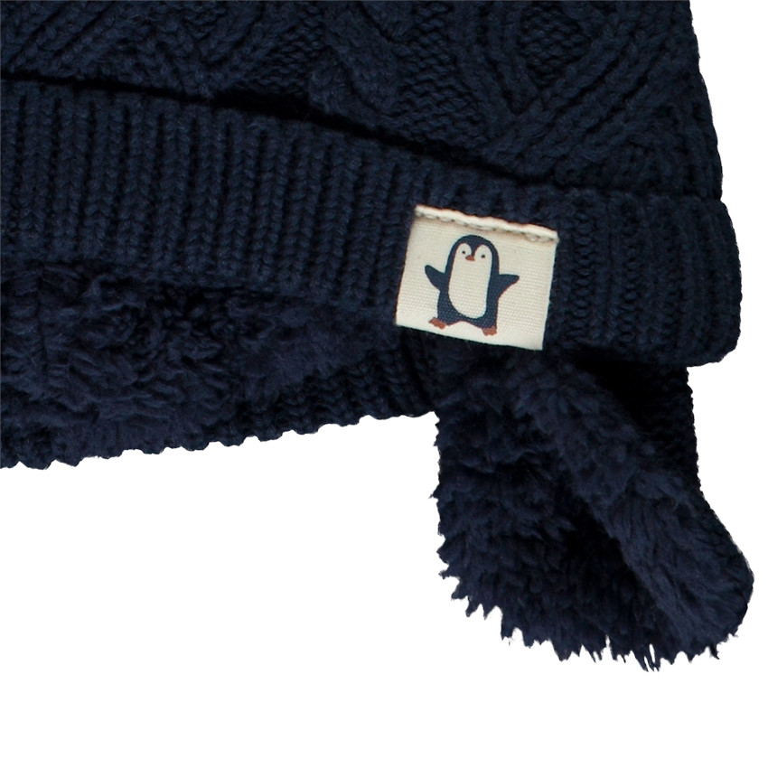Gorro de punto trenzado con forro de sherpa para bebé niño 