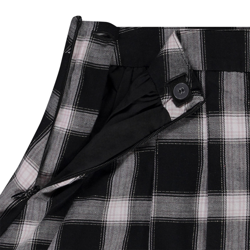 Falda a cuadros en lurex plateado para niña 