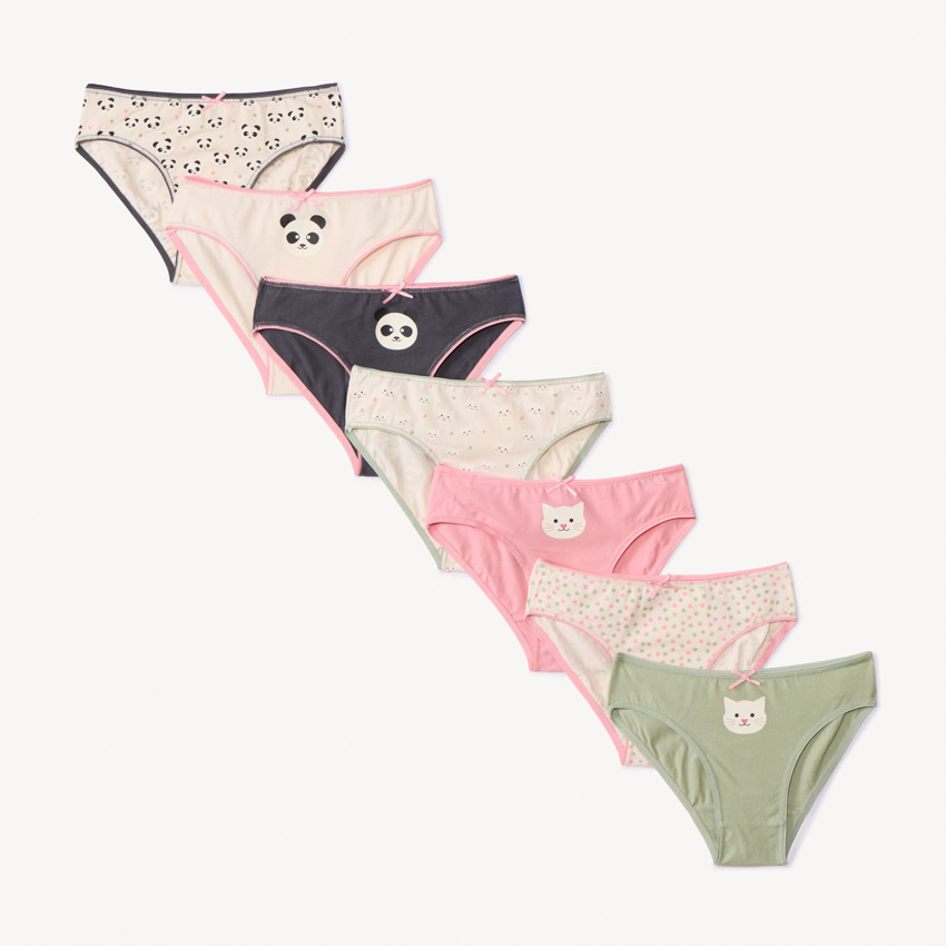 Pack de 7 braguitas con motivos de animales para niña 