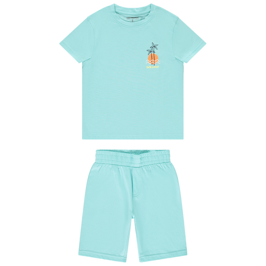Conjunto corto de 2 piezas unicolor para niño 