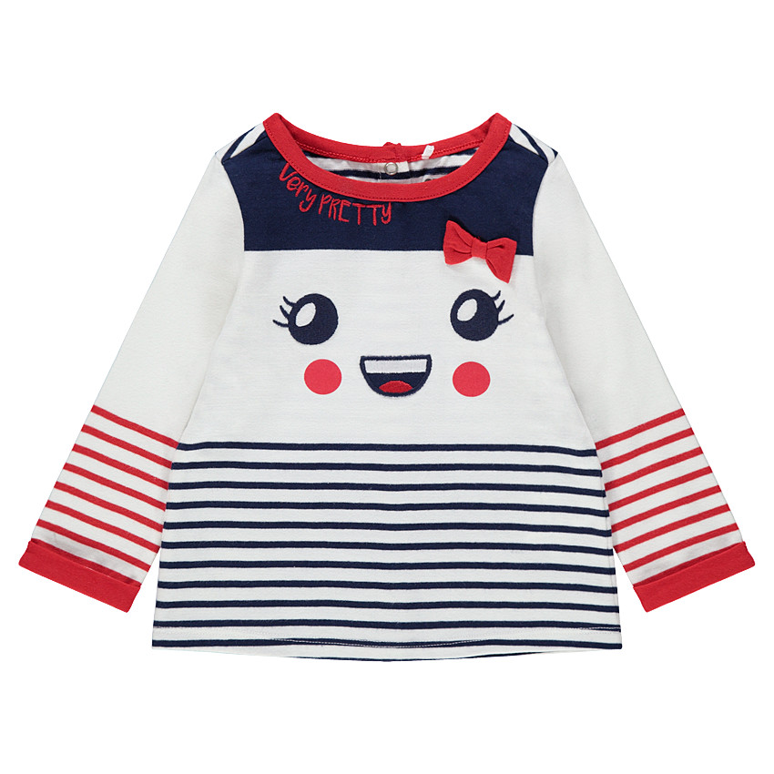 Marinera de punto con detalles bordados y lazo cosido  