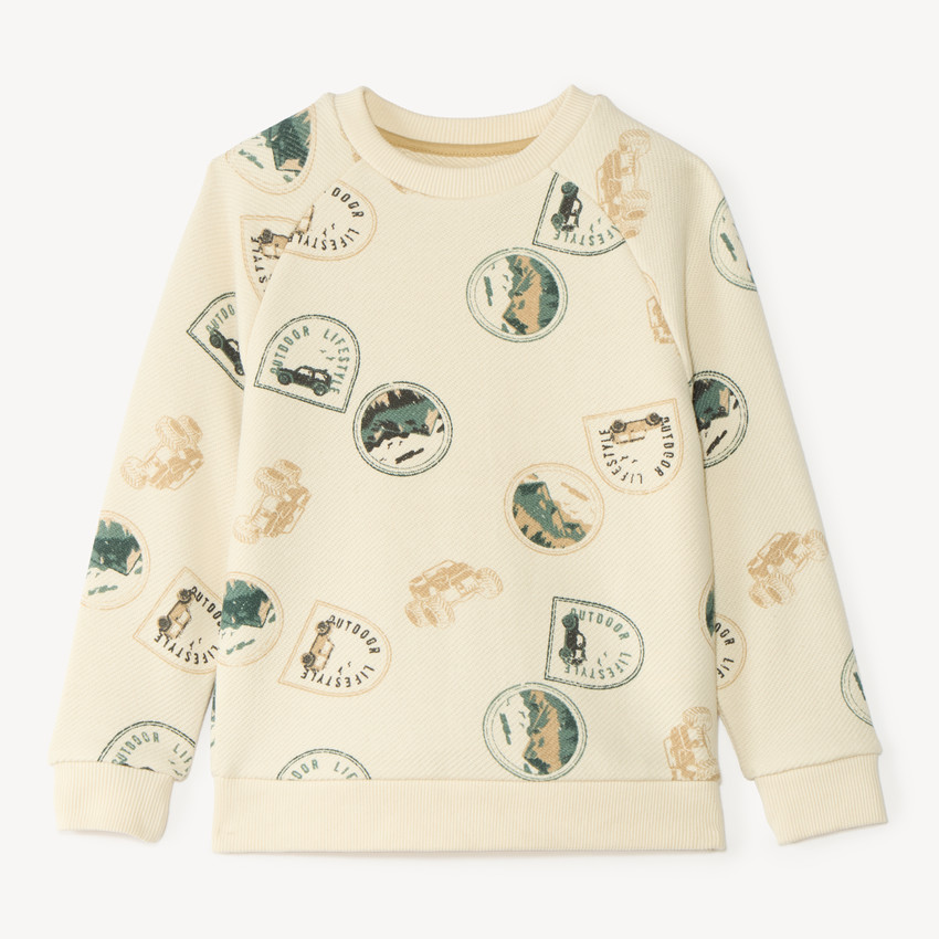 Sudadera de manga larga de felpa con estampado de sellos para niño. 