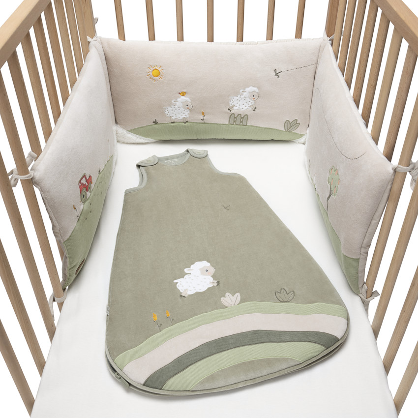 Protector de cuna de 3 paneles en terciopelo La vida en la granja 