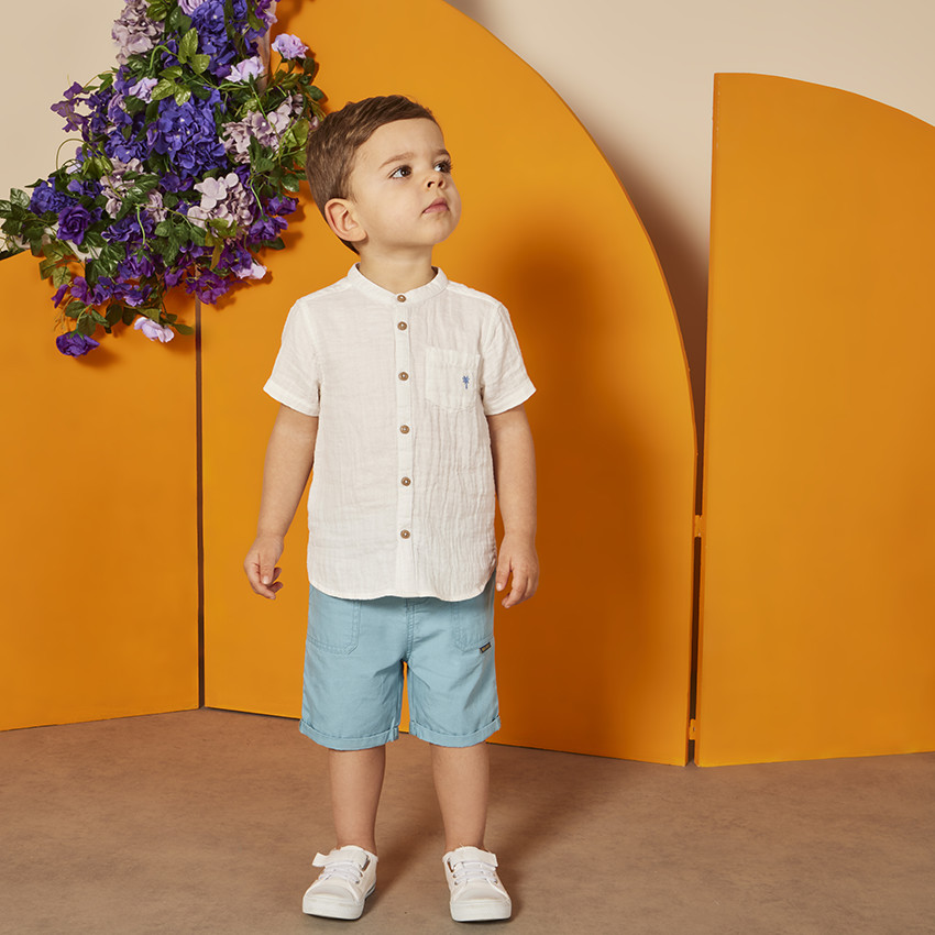 Camisa de manga corta con palmera bordada para bebé niño 