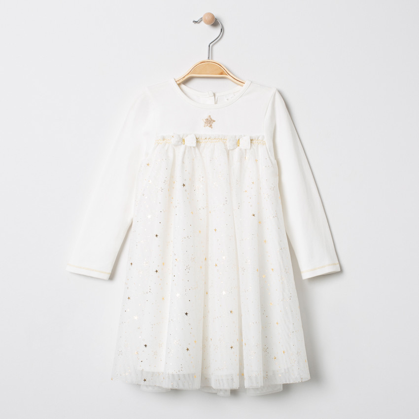 Vestido manga larga con tul y estrellas doradas    Additional Vestido manga larga con tul y estrellas doradas