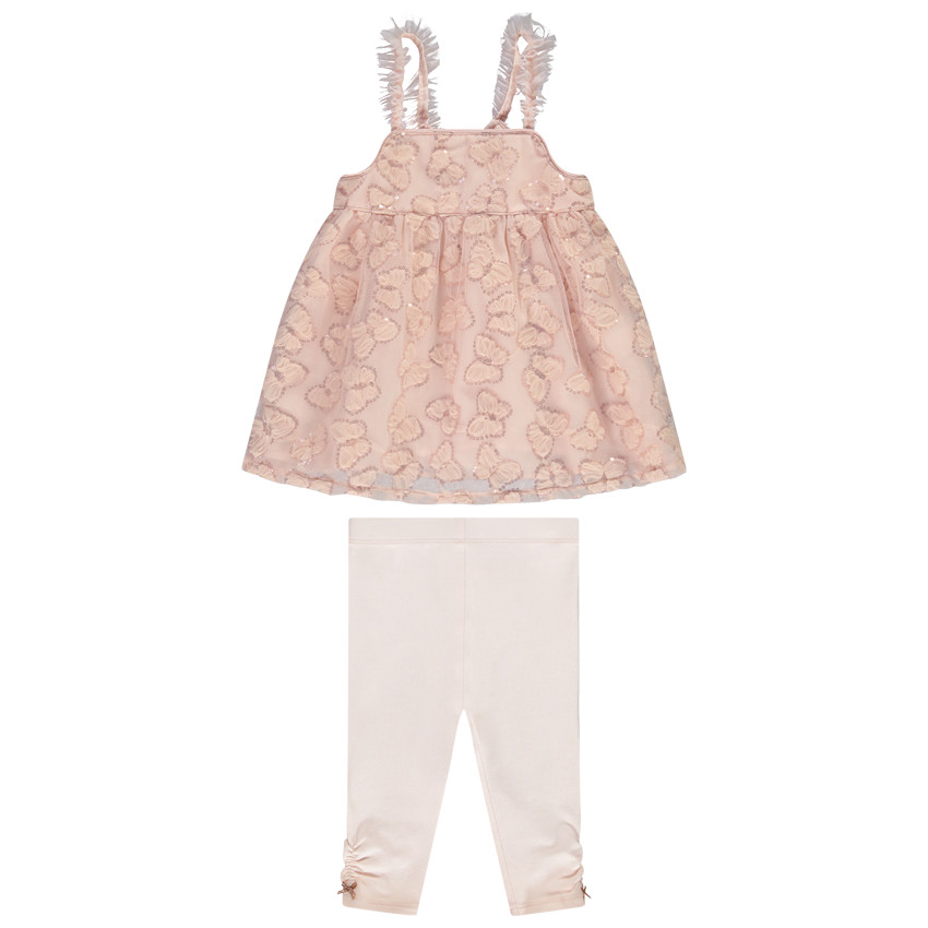 Conjunto 2 piezas con túnica mariposas para bebé niña 