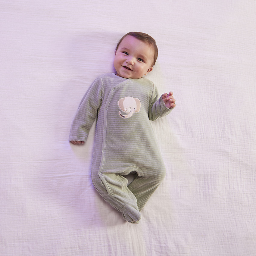 Pelele de terciopelo con parche de elefante para bebé niño 