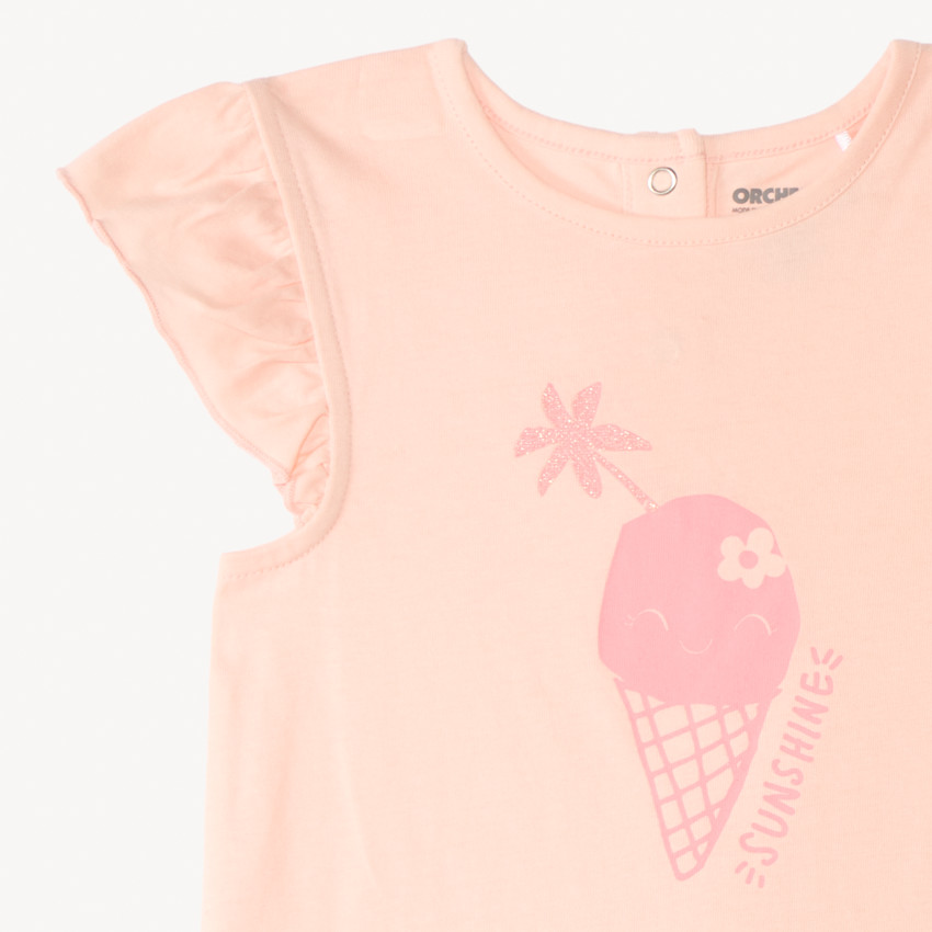 Conjunto de pijama de 2 piezas con camiseta + pantalones cortos para niña bebé 