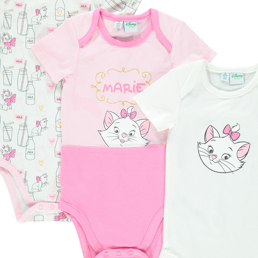 Pack de 3 bodies Disney María con abertura adaptada según la edad. 