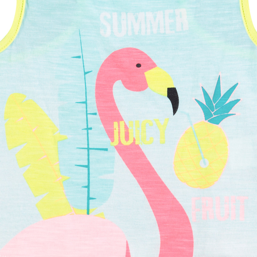 Ensemble avec débardeur print flamant rose et short jaune  Additional Ensemble avec débardeur print flamant rose et short jaune