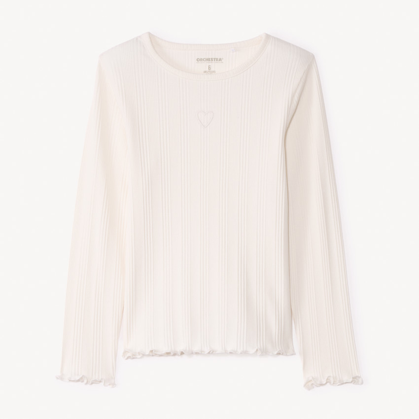 Camiseta de manga larga con corazón bordado para niña 