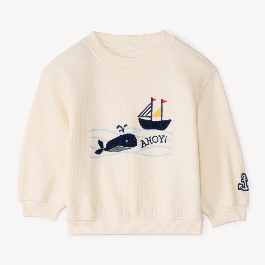 Sudadera de felpa con parche de ballena para bebé niño. 