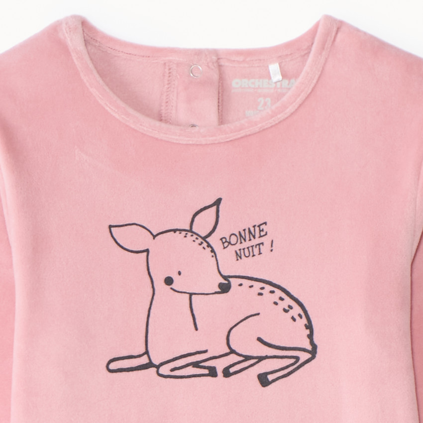 Conjunto de pijama de micropolar con estampado de ciervo para bebé niña 
