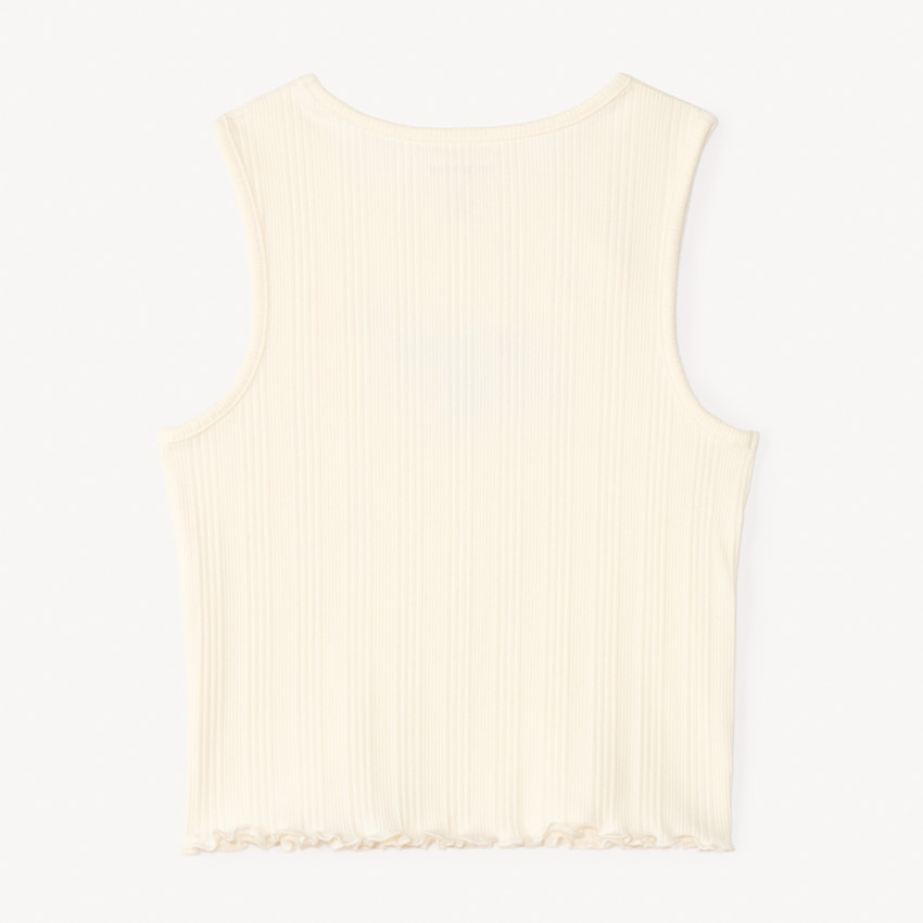 Camiseta sin mangas de punto acanalado con bordado "Saint Tropez" para niña 