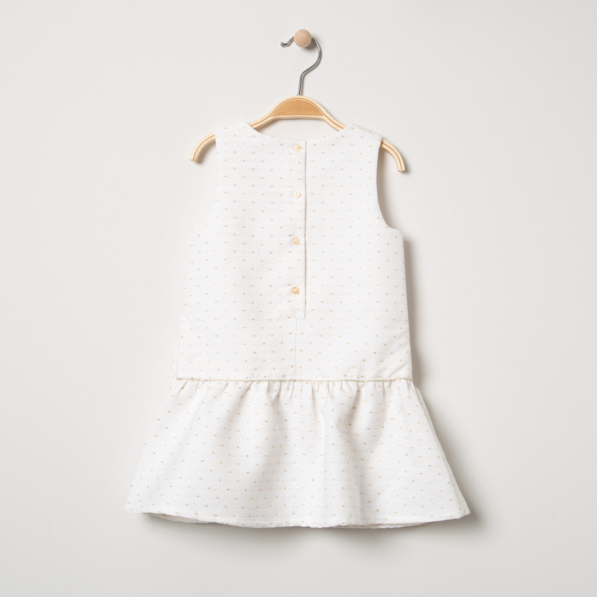 Vestidos sin mangas con lunares dorados y lazo 