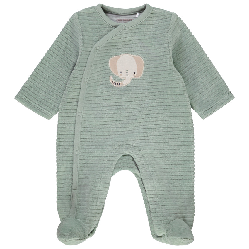 Pelele de terciopelo con parche de elefante para bebé niño 