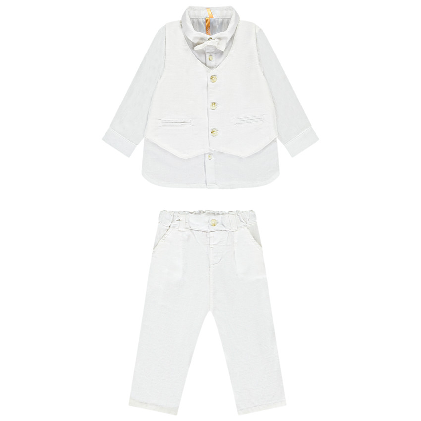 Conjunto de pantalón y camisa con chaleco de lazo desmontable para bebé niño 