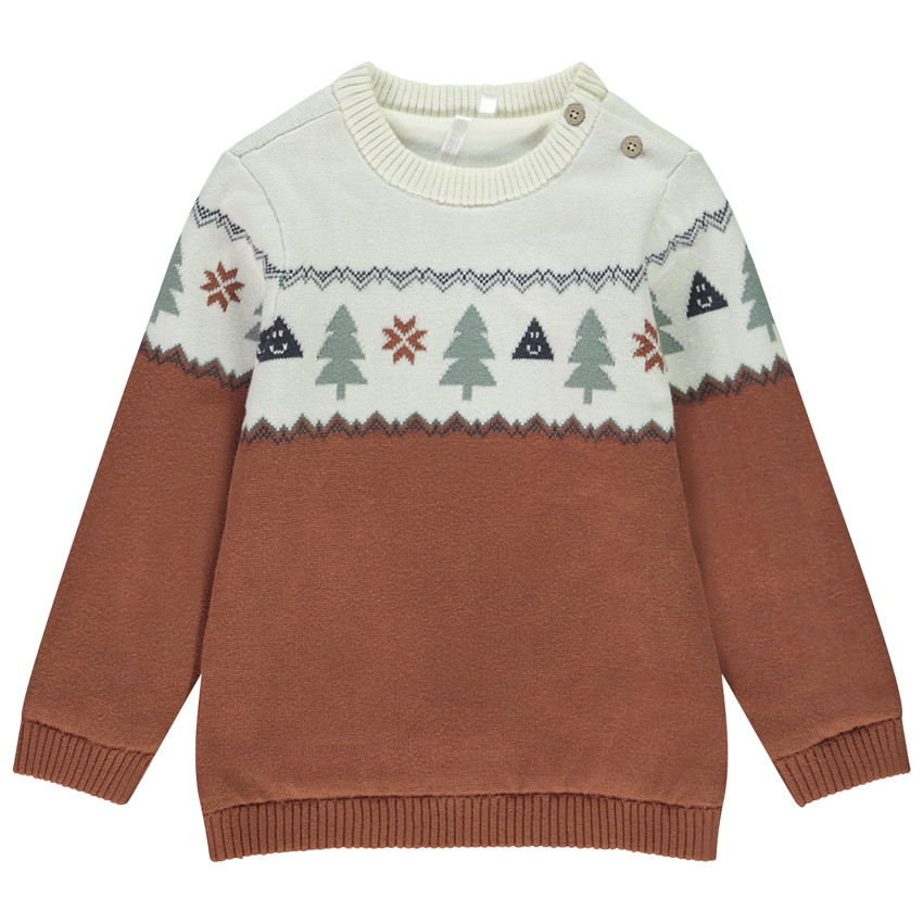 Pull de punto jacquard forrado de terciopelo para bebé niño 