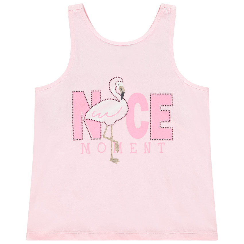 Camiseta sin mangas con strass y espalda cruzada para niña 