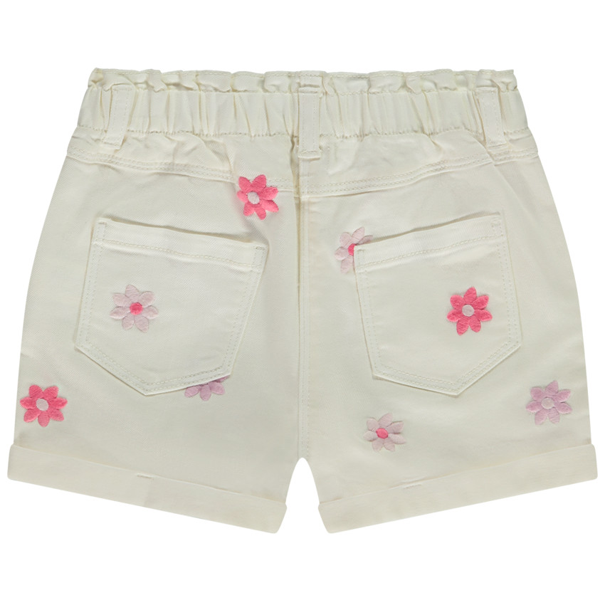 Short vaquero con bordados de margaritas para niña 