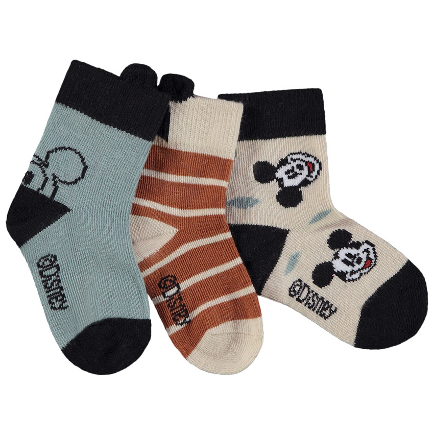 Pack de 3 pares de calcetines Mickey Disney para bebé niño 