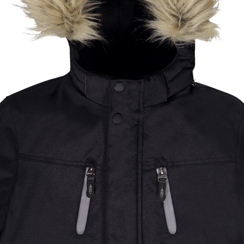 Parka en poliéster con capucha con pelo falso y forro micropolar para niño 