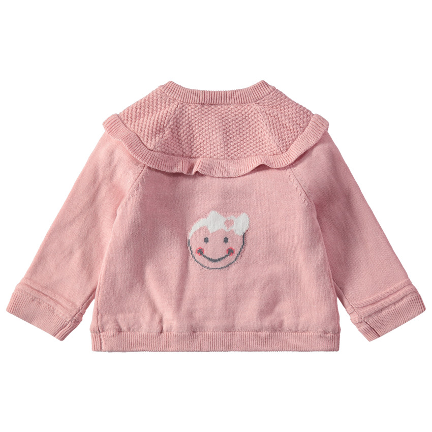 Chaqueta de punto de fantasía con voalnte y etiqueta Smiley 