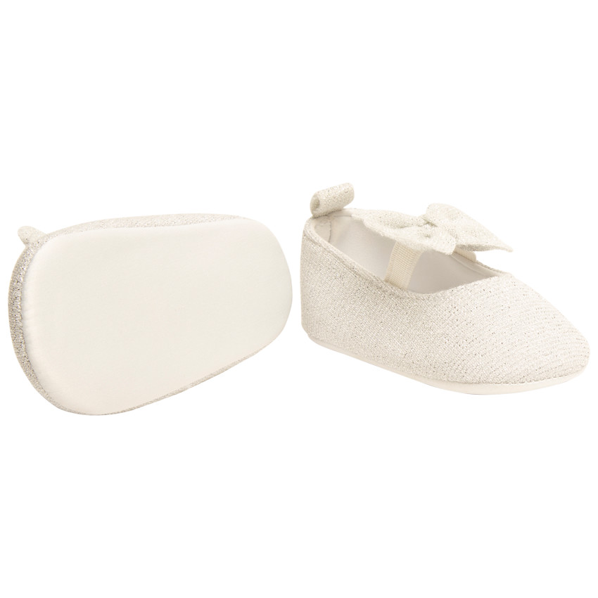 Merceditas de tela con lazo y tira elástica para bebé niña 