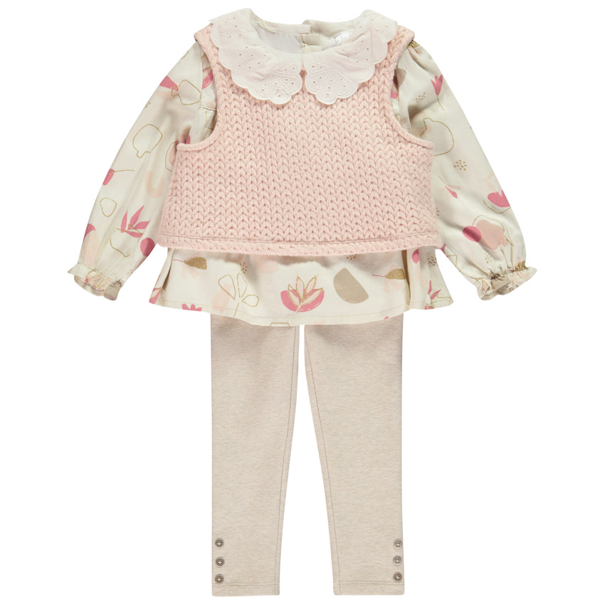 Conjunto de blusa sin mangas y legging liso para bebé niña 