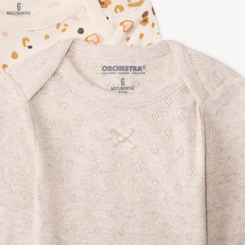 Lot de 7 bodies manches longues tachetés pour bébé fille 