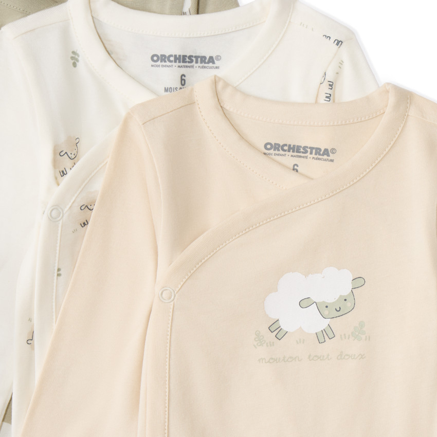 Lote de 7 bodies de manga larga fantasía para bebé con aperturas diferentes según la edad 