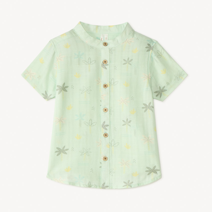 Camisa de manga corta con cuello mao y estampado de sabana para bebé niño 