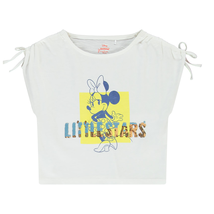 T-shirt forme boîte print Minnie Disney et sequins magiques pour fille 