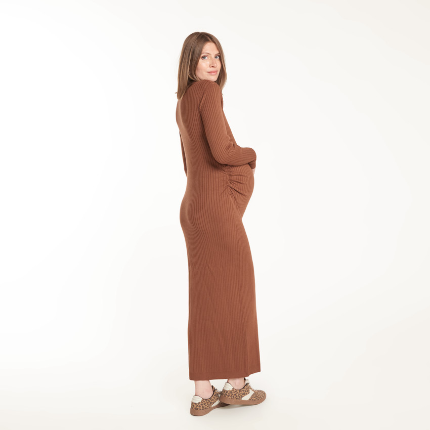 Vestido largo de maternidad de punto acanalado 