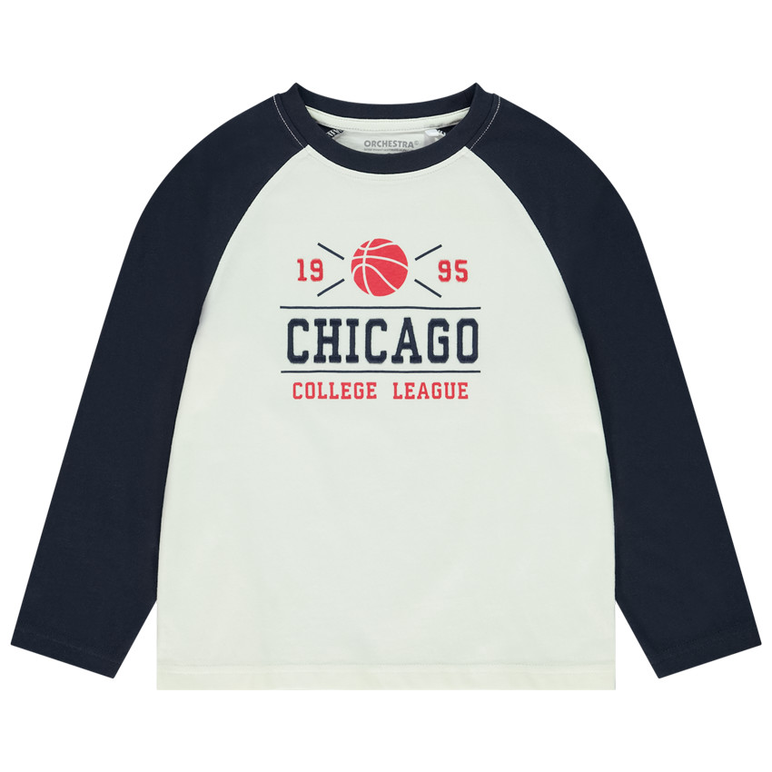 Camiseta de manga larga raglán con estampado de baloncesto para niño 