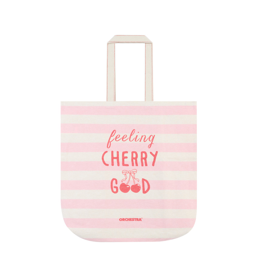 Bolso tote de cerezas con rayas 