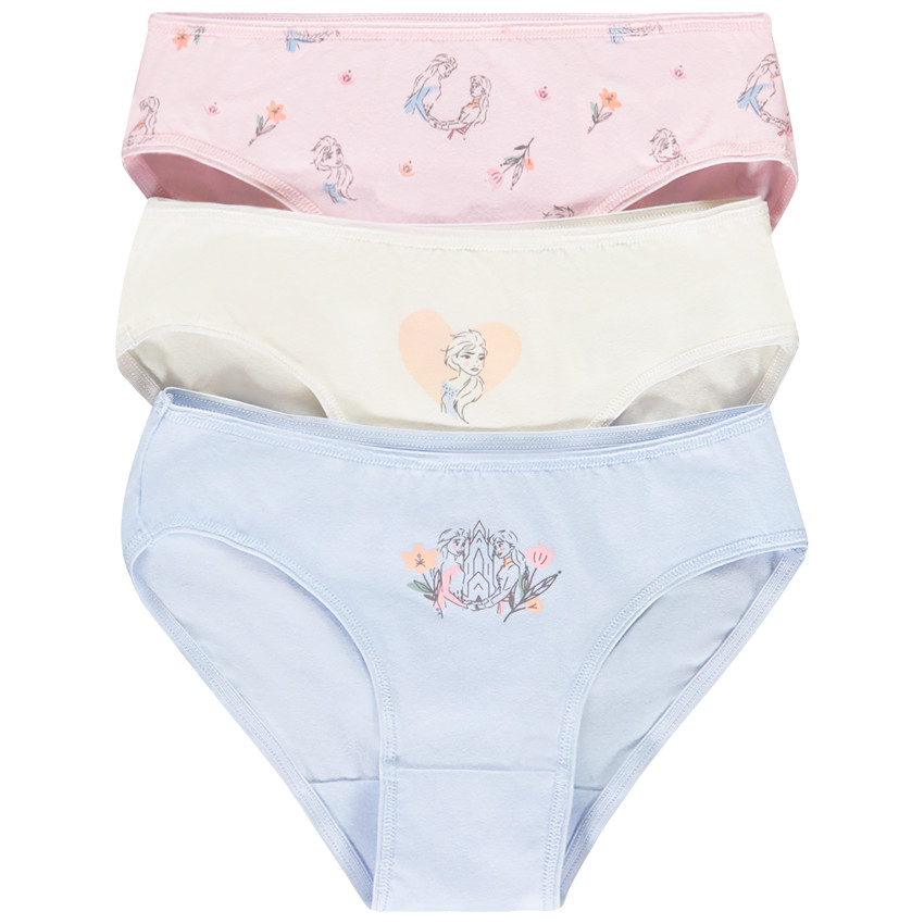 Pack de 3 bragas La Reina de las Nieves Disney para niña. 