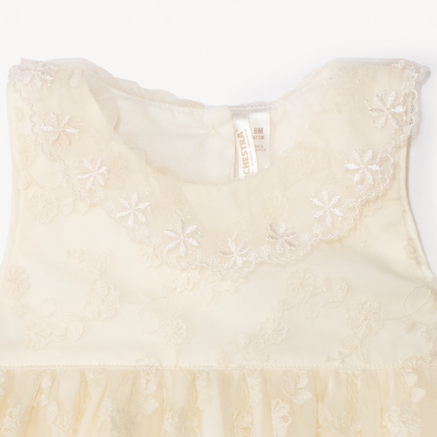 Combinaison corta 2-en-1 de tul bordado para niña bebé 